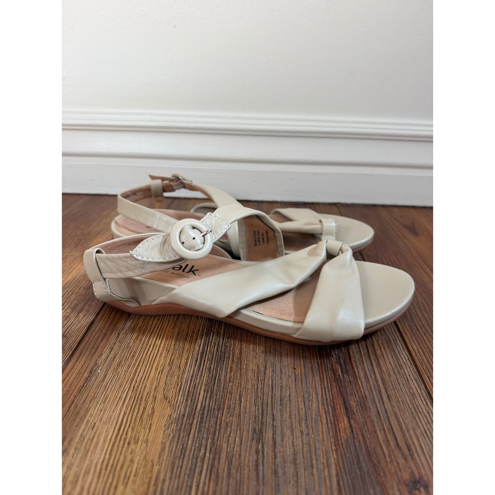 Softwalk Womens Cream Leather Knot Slingback Sandals Size 8.5W